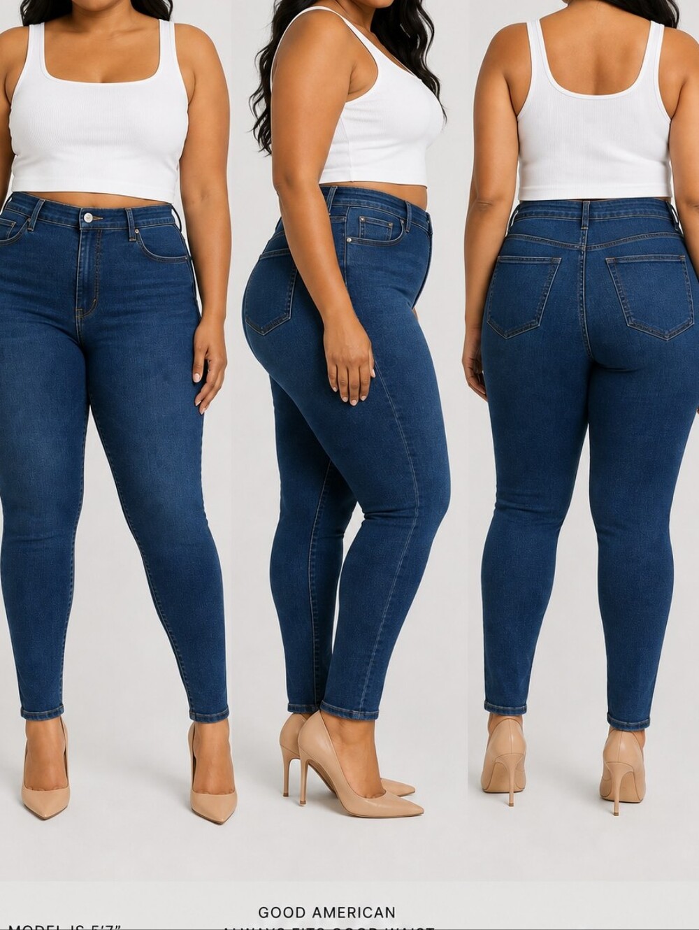 GOOD AMERICAN Dark Blue High-Rise Skinny Jeans. Sz 28-32 NWT MSRP $159